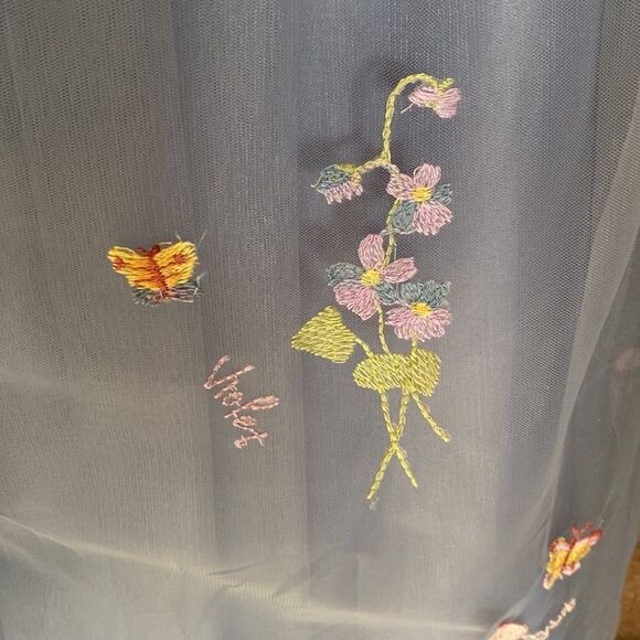 Women’s Blue Dress Embroidered Flowers & Butterflies Corset Back Size 12 NWOT - Picture 6 of 14